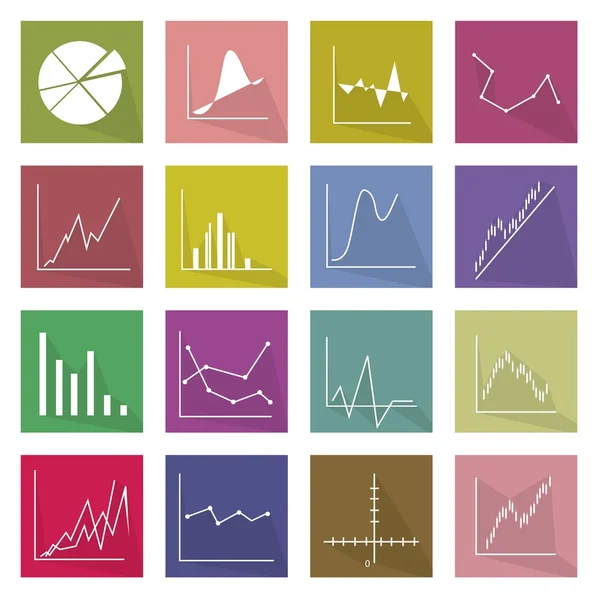 Collection of 16 Business Graph Icons Banner — Wektor stockowy