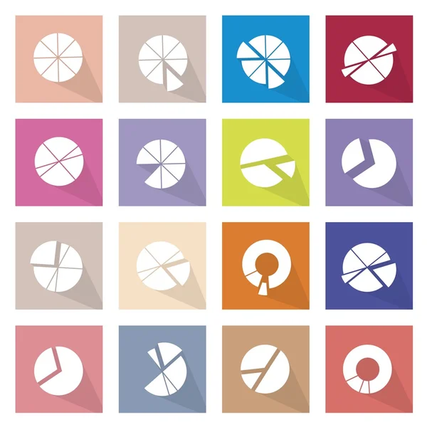 Set de 16 iconos de gráfico de pastel Banner — Archivo Imágenes Vectoriales