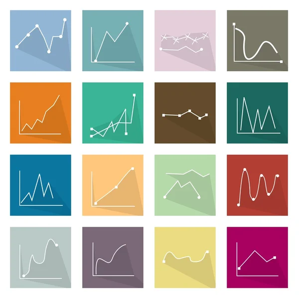 Collection de 16 Bannière d'icônes de graphique linéaire — Image vectorielle