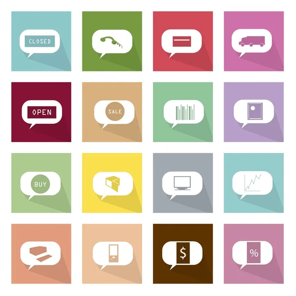 Collection of 16 Thought Bubbles Icons of Online Shopping — Stock Vector