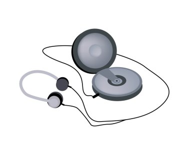 Walkman Cd veya Dvd çalar ile yuvarlak yüzey içinde