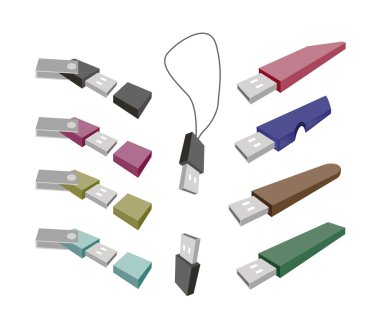 beyaz zemin üzerinde USB flash bellek