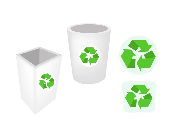 Deux poubelles recyclables et des icônes de recyclage — Image vectorielle