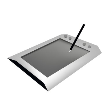 Digital Graphic Tablet with Pen on White Background clipart