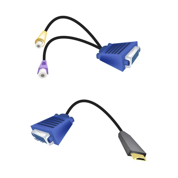 Dvi digital video interface oder vga zu rca kabel — Stockvektor