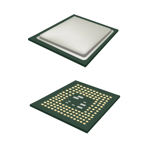 Due chip CPU del computer su sfondo bianco — Vettoriale Stock