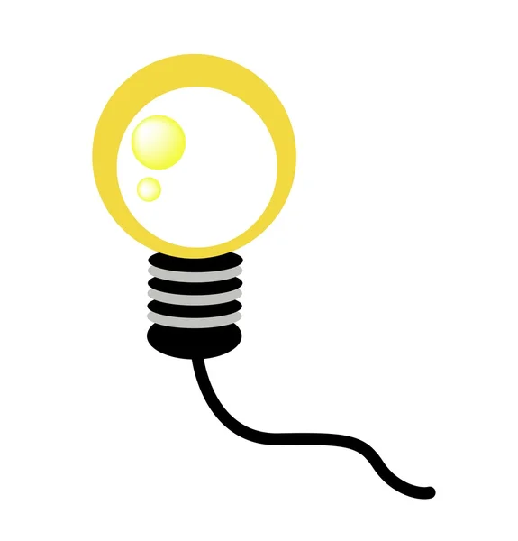 Glowing Yellow Light Bulb on White Background — Stock Vector