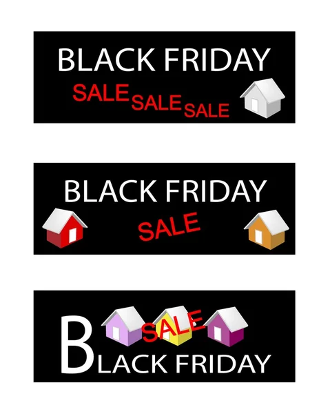 Bannières de vente House on Three Black Friday — Image vectorielle