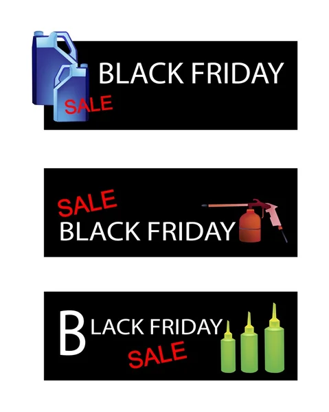 Emballage d'huile moteur sur les bannières de vente Black Friday — Image vectorielle