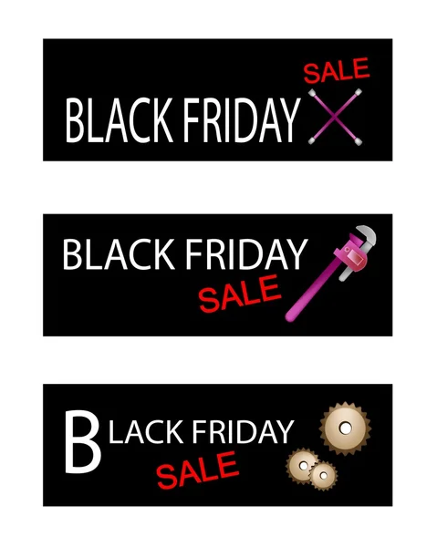 Trousses d'outils de réparation sur les bannières Black Friday — Image vectorielle