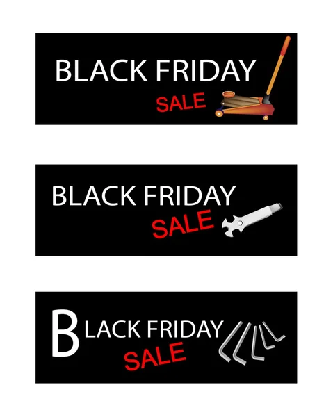 Car Jack e jogos de ferramentas de reparação na Black Friday Banners — Vetor de Stock
