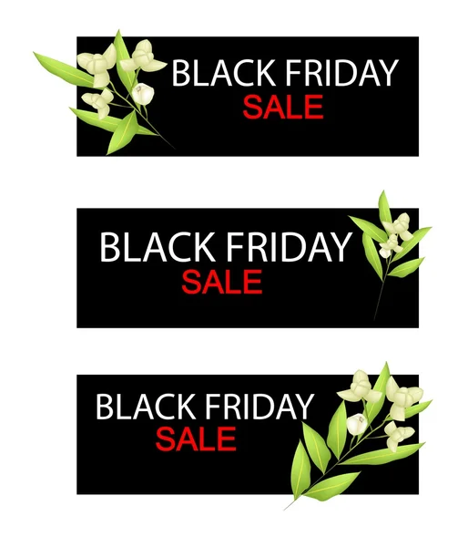 Ylang Ylang Flowers on Black Friday Sale Banner — Stock Vector