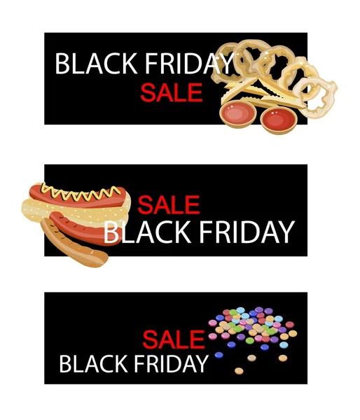 Snack Food on Black Friday Sale Banner — ストックベクタ