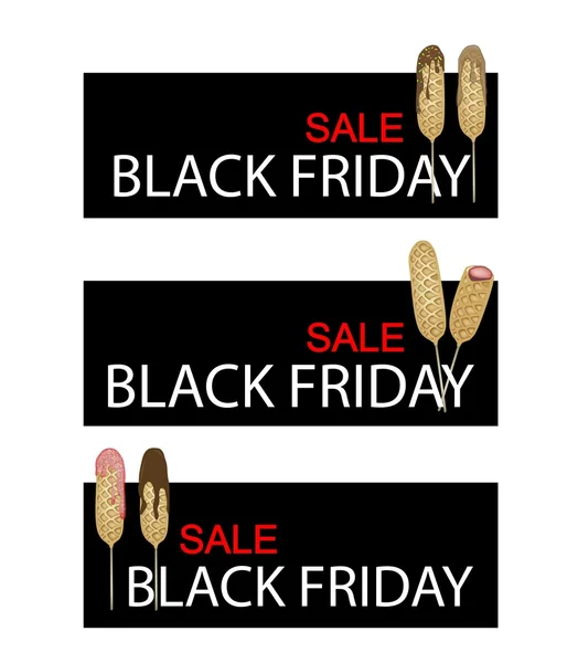 Hot Dog Waffles on Black Friday Sale Banner — Stock Vector