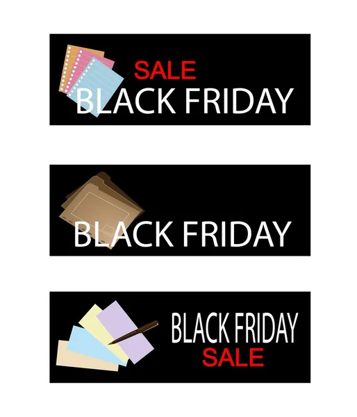Fornecimento de escritório na Black Friday Sale Labels —  Vetores de Stock