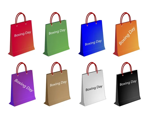 Colorful Paper Shopping Bags for Boxing Day — Stock Vector