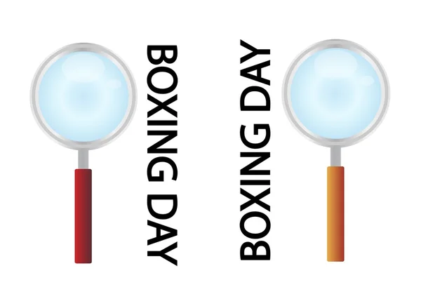 Magnifying Glass Looking for Boxing Day Promotion — 图库矢量图片