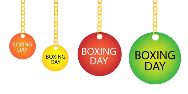 Boxing Day Circle Label Holding on A Goldenl Chain — Stock Vector