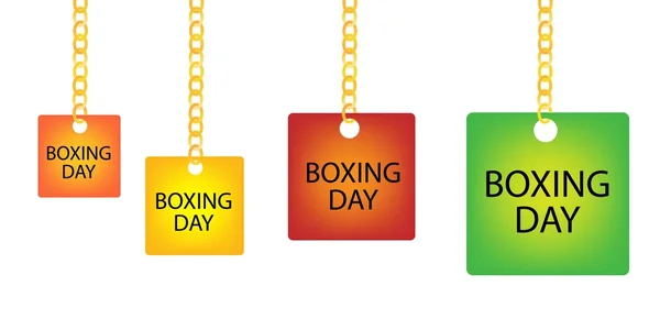 Boxing Day Square Label Holding on A Goldenl Chain — Stock Vector