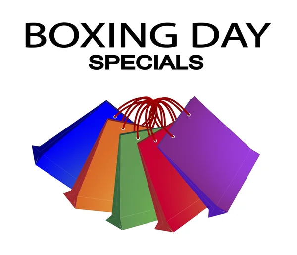 Colorful Paper Shopping Bags for Boxing Day Special — Stock Vector