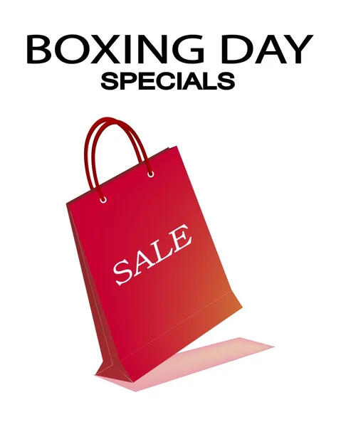 Red Paper Shopping Bag for Boxing Day Sale — 图库矢量图片