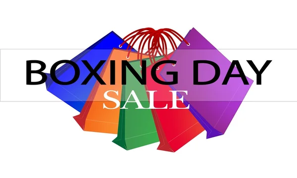 Sacs à provisions en papier coloré pour la promotion du jour de boxe — Image vectorielle