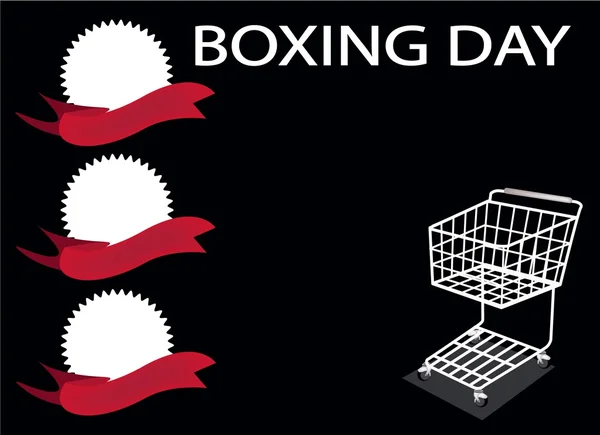 Shopping Cart and Banner on Boxing Day Background — 图库矢量图片