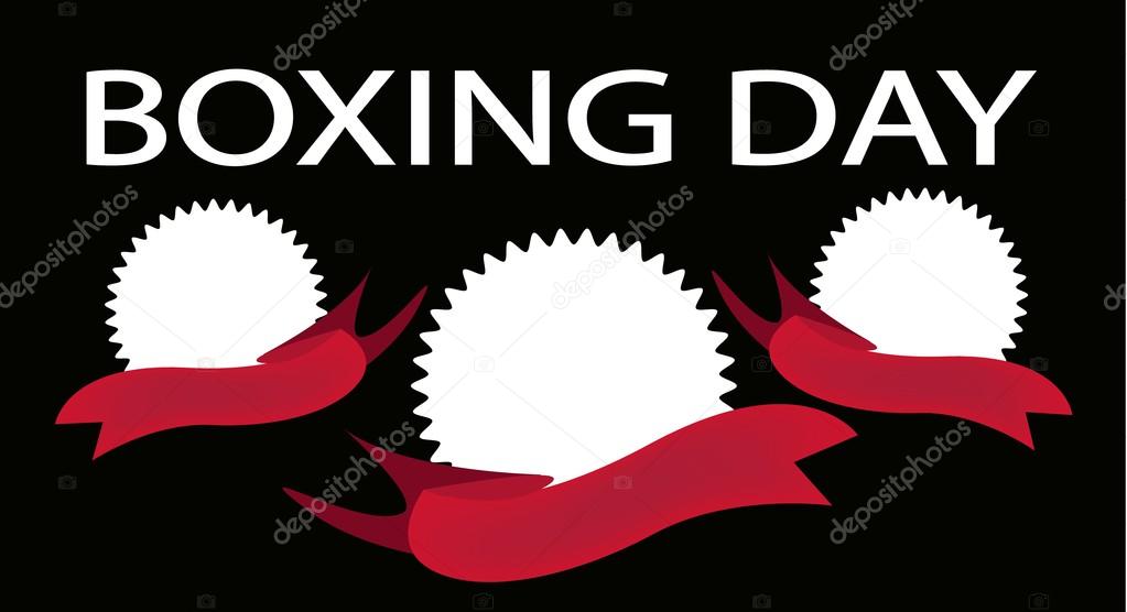 Three Round Banners on Boxing Day Background 