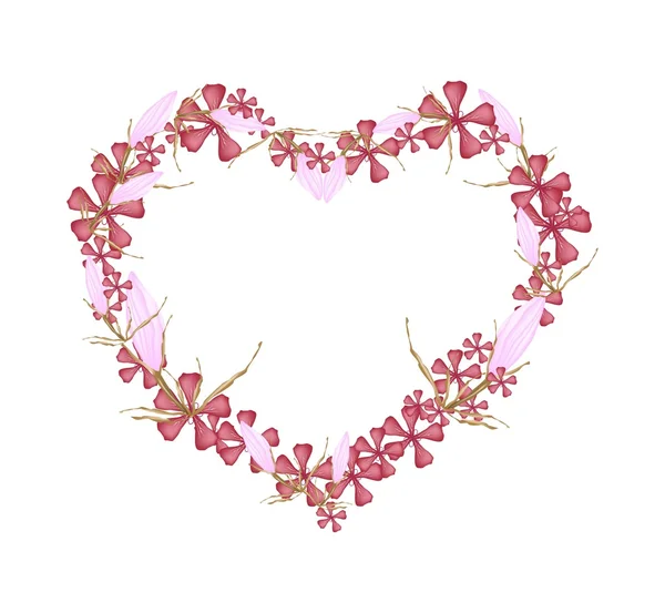 Geranio y Equiphyllum Flores en forma de corazón — Vector de stock