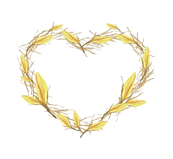 Fleurs jaunes Equiphyllum en forme de coeur Frame — Image vectorielle