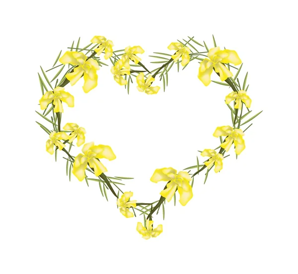 Fleurs de myrte de colza jaune en forme de coeur — Image vectorielle