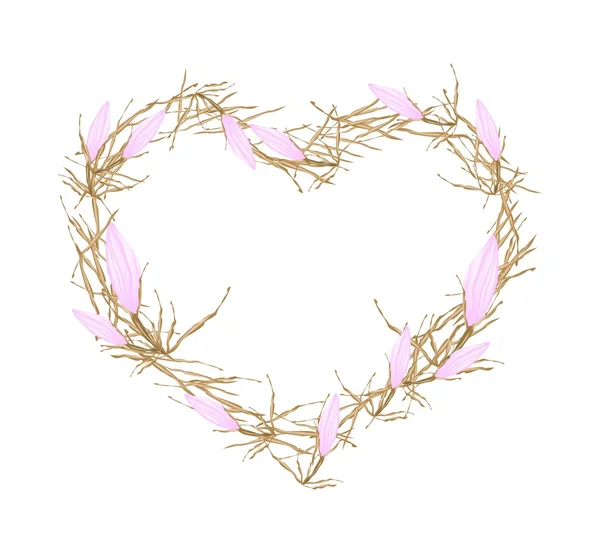 Ροζ Equiphyllum λουλούδια στην καρδιά σχήμα πλαισίου — Διανυσματικό Αρχείο
