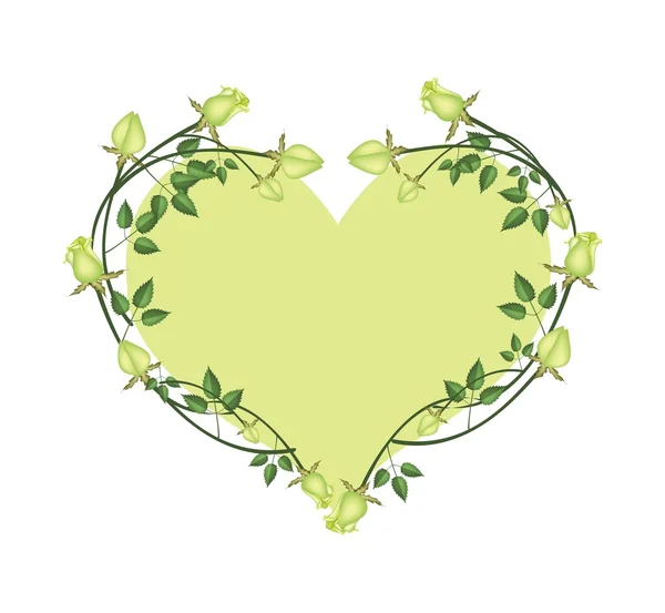 Green Roses Flowers in A Heart Shape — Stock Vector