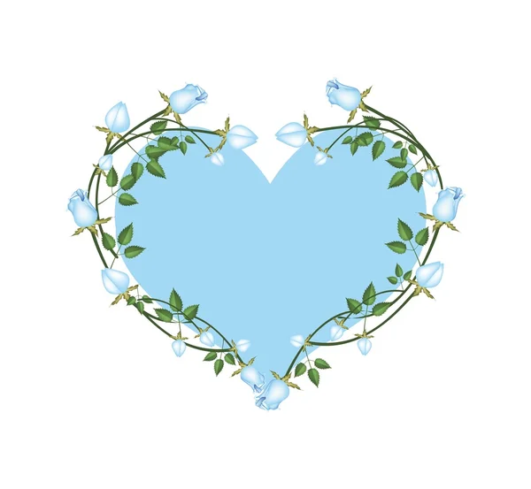 Blue Roses bloemen in een hart-vorm — Stockvector