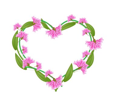 Pink Crape Myrtle Flowers in A Heart Shape