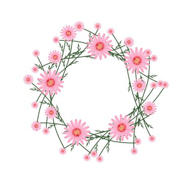 Beautiful Old Rose Daisy Wreath on White Background