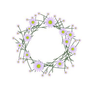 Beautiful Violet Daisy Wreath on White Background