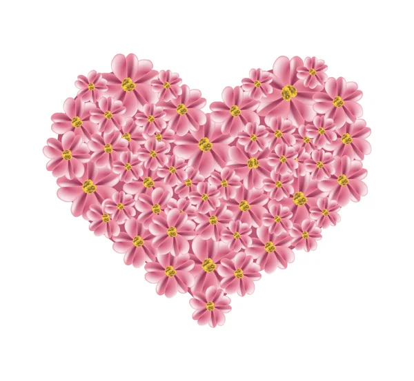 Flores velhas da seta da rosa em uma forma do coração — Vetor de Stock