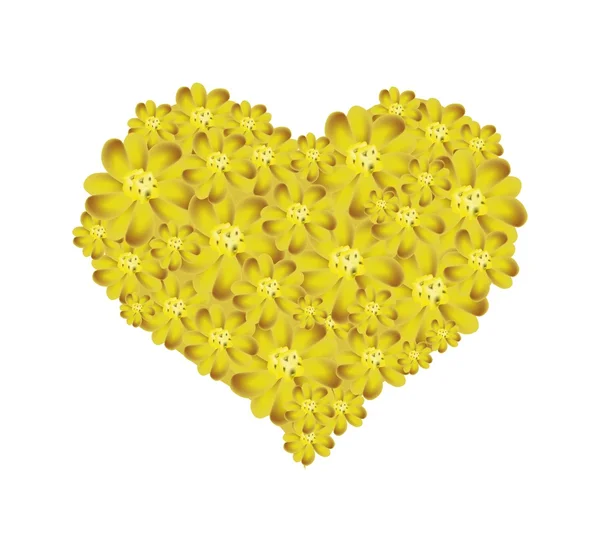 Yellow Yarrow Flowers Forming in Heart Shape — 图库矢量图片