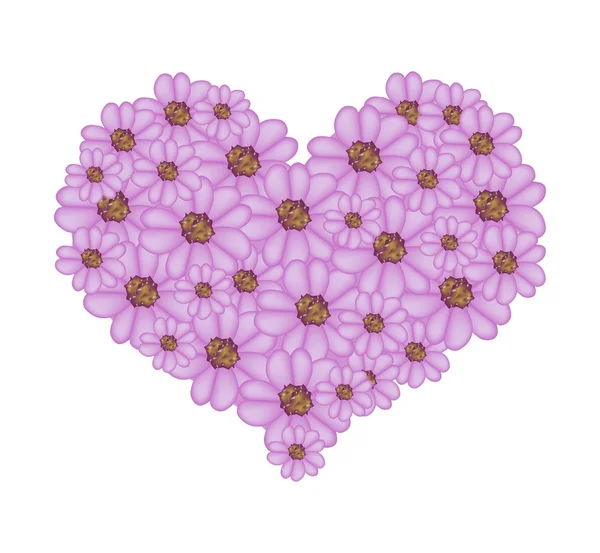 Violet Yarrow Fleurs en forme de coeur — Image vectorielle