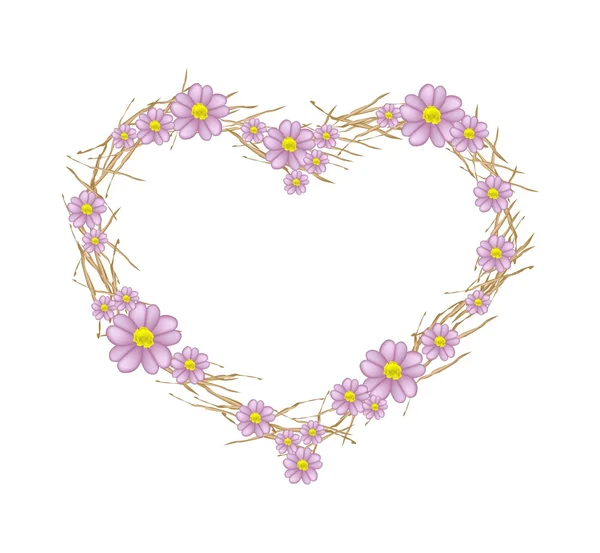 Purple Yarrow Flowers Forming in A Heart Shape — Stok Vektör