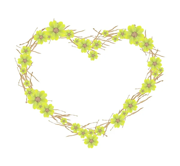 Yellow Yarrow Flowers Forming in Heart Shape — ストックベクタ