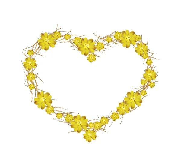 Yellow Yarrow Flowers Forming in A Heart Shape — Stock Vector