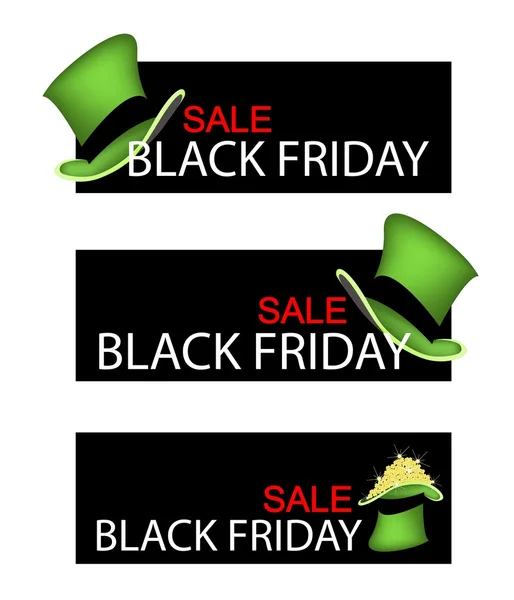 Green Hat on Black Friday Sale Banner — Stock Vector