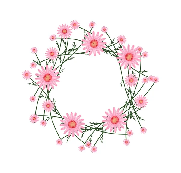 Beautiful Old Rose Daisy Wreath on White Background — 스톡 벡터
