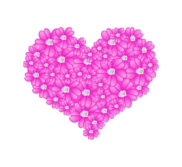 Pink Yarrow Flowers in A Heart Shape — Stock Vector