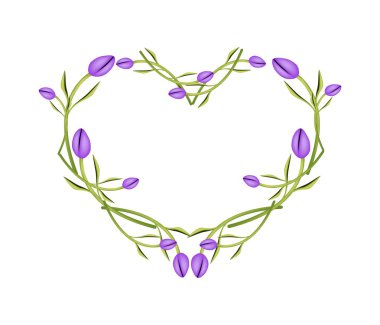 Purple Tulips Flowers in A Heart Shape