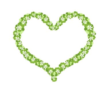 White Flowers and Green Leaves Forming in Heart Shape