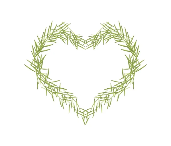 Green Leaves Forming in A Heart Shape — Stock Vector