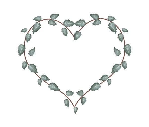 Green Vine Leaves in A Beautiful Heart Shape — Stock vektor